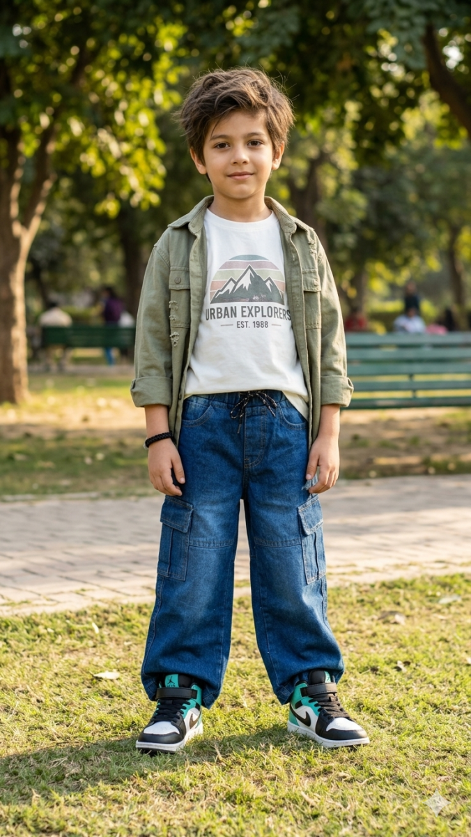 Baggy dark blue cargo pants