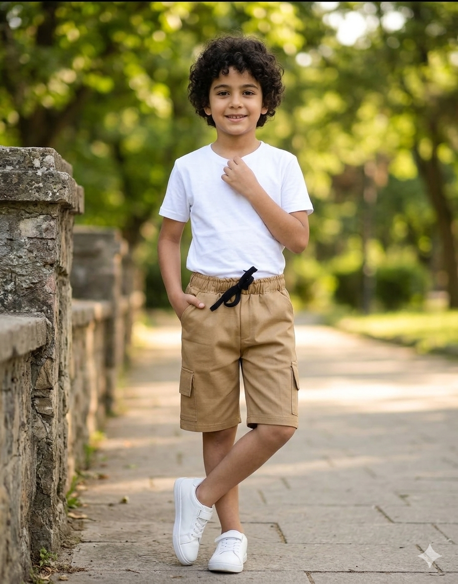 camel brown cotton shorts